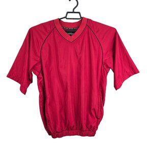 Mens Red FootJoy Pullover Windshirt Short Sleeve V Neck Polyester Size M